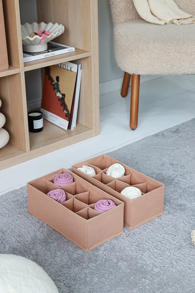 REKHOME 2 Πακέτα Μπεζ Παιδικό Δωμάτιο 8 θέσεων Ντουλάπα Συρτάρι Πλυντήριο Κάλτσες Organizer Κυψελοειδή Ακορντεόν Organizer