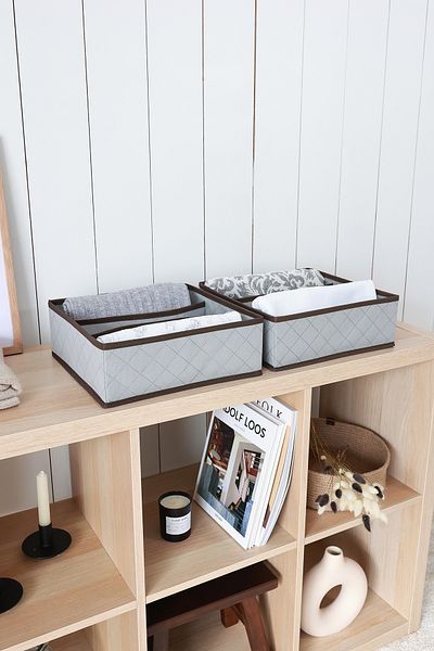 REKHOME 2-Piece Quilted 3-Compartment Children's Room Closet Drawer Socks Organizer Honeycomb Accordion Organizer