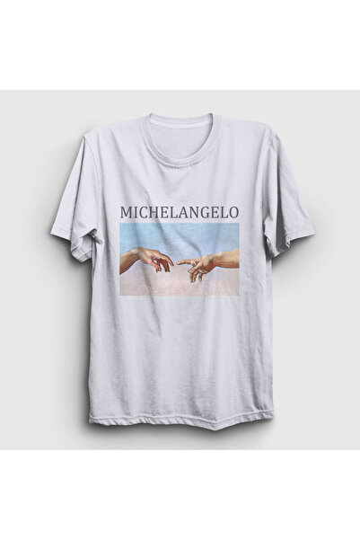 Unisex Beyaz Michelangelo T-Shirt 432605tt