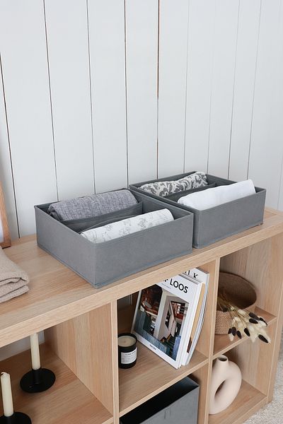 REKHOME 2-Piece Gray 3-Compartment Children's Room Closet Drawer Underwear Sock Organizer Honeycomb Accordion Organizer