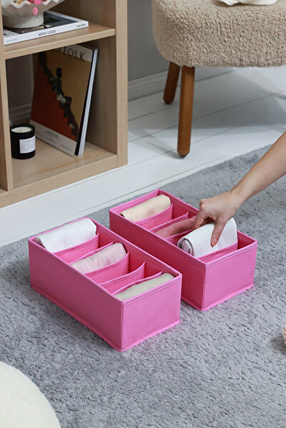 REKHOME منظم جورب داخلي لخزانة غرفة الأطفال مكون من 6 أقسام باللون الوردي، من...