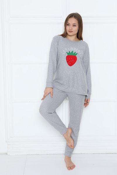 FAMES PİJAMA WINTER STRAWBERRY INTERLOK WOMEN'S PAJAMAS SET