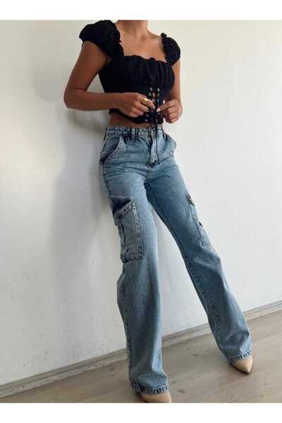 Livik Kar Yıkama Likralı Arka Cepsiz Model Kargo Palazzo Pantolon