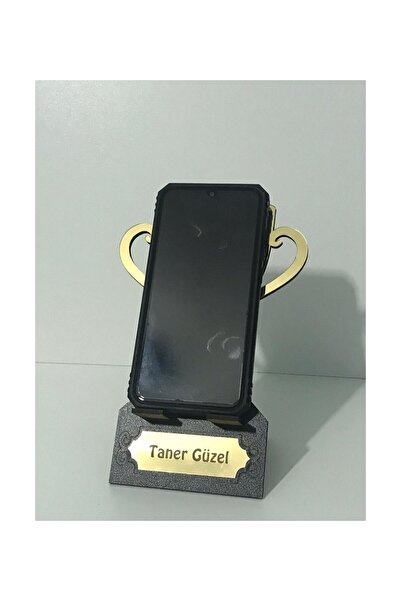 Ste Desing Kişiye Özel Kupa Desenli Ahşap Telefon Standı