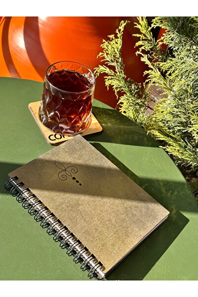 esamore concept İsminize Özel Ahşap Kapaklı Ajanda Defter Günlük, Spiralli Ah...