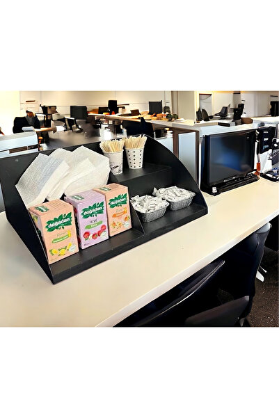 decorelax Касиер, Бар отпред, Щанд за закуски отпред на плота, Организатор отпред на плота, 50 см, 2-етажен модел, черен