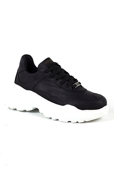 Rainon Store Men's Black Leather High Sole Sneakers