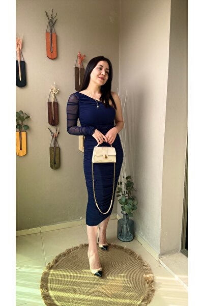 Zilolafashionhouse Tek kol tül elbise
