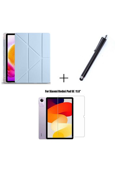 İncisoft Xiaomi Redmi Pad SE Compatible Case with Pen Compartment and Stand + Screen Protector + Pen Set of 3