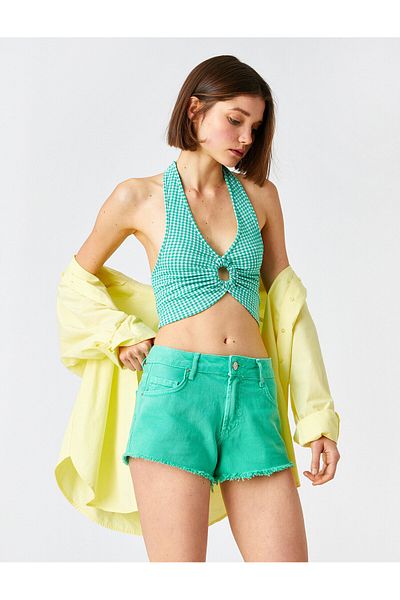 Koton Mini Denim Shorts with Pockets Destroyed