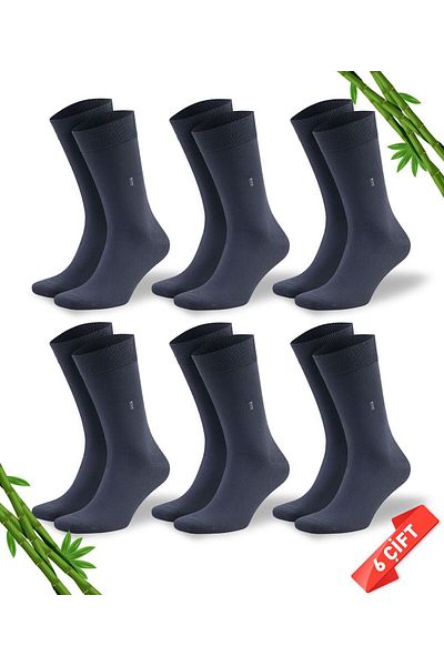 DAYCO Premium Seamless Classic Long Smoked Summer ανδρικές κάλτσες μπαμπού σετ 6 τεμαχίων με κουτί δώρου