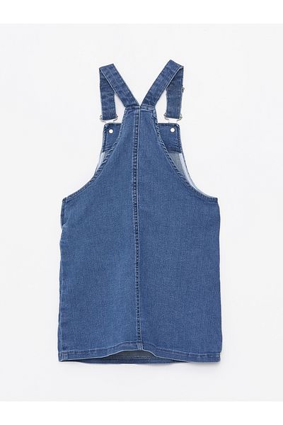 LC Waikiki Quadratischer Kragen Jean Salopet Kleid für Mädchen