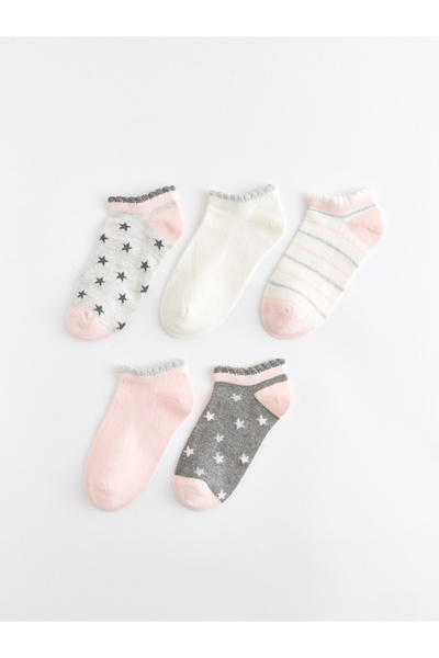 LC Waikiki Patterned Girls' Trainer Socks 5 Pack