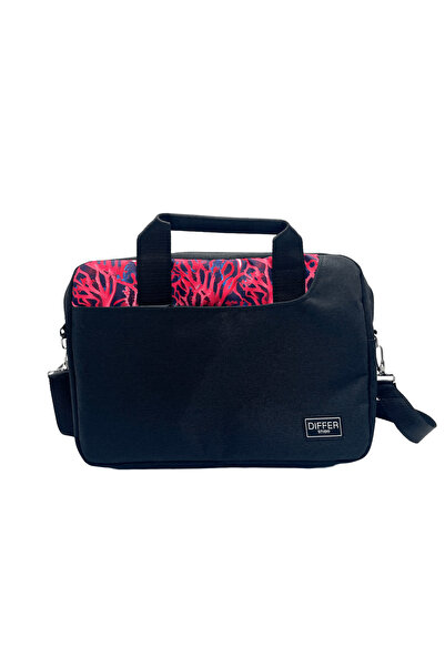 Differ Studio Μαύρος φορητός υπολογιστής/φορητός υπολογιστής/χαρτοφύλακας 13-14 ιντσών με κόκκινο κοραλί μοτίβο