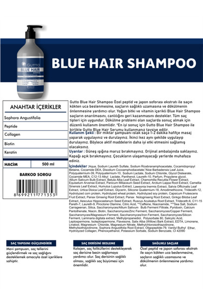 Gutto Saç Dökülmesi Karşıtı Ve Besleyici Mavi Şampuan 500ml