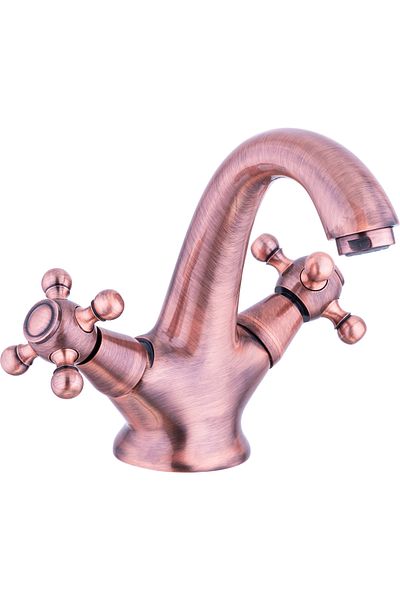 İSAOĞLU YAPI Copper Basin Mixer Bronze Faucet Classic Special Design Fixture Matte Copper Bathroom Tap Vintage
