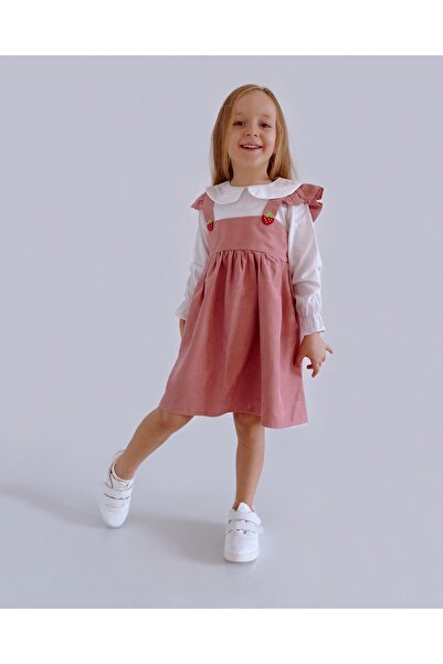 le petit sole Strawberry Inside White Poplin Dress