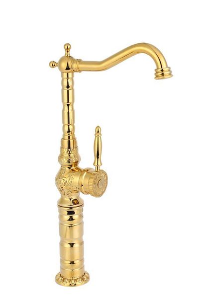 İSAOĞLU YAPI Gold Bowl Sink Faucet Vintage Classic Bowl Fixture High Model Gold Faucet