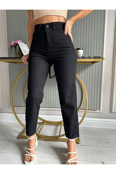 Geppetto Leo Black Mom Jean Blugi de damă Boyfriend cu talie înaltă din Lycra