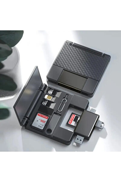 Coverzone Çok İşlevli 7in1 Otg Usb Kart Okuyucu USB C Adaptörü TF SD Sim Kart Pin Saklama Kutusu için ZR592