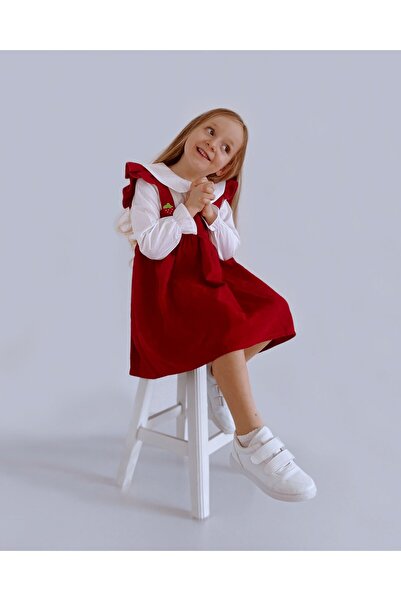 le petit sole Strawberry Inside White Poplin Dress