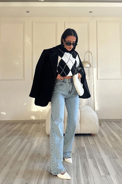 Geppetto Széles lábú Snow Wash Laza Lycra Staright Jean