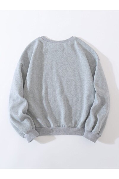 Deocept Γκρι Oversize Γυναικείο Φούτερ - County Printed