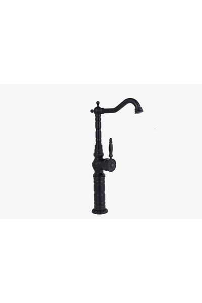 İSAOĞLU YAPI Black Bowl Sink Faucet Vintage Design Bowl Fixture Bathroom Tap High Model Black