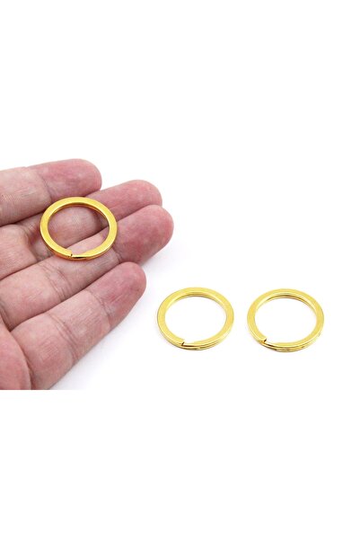 yfhobi 10 Adet - 25 Mm Sarı Kaplama Yuvarlak Ezme Anahtarlık Halkası