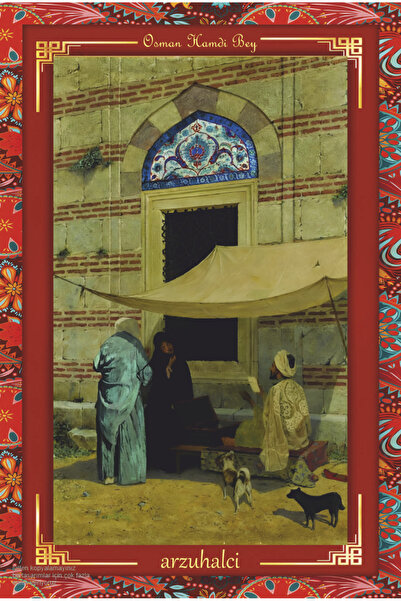 Hayat Poster osman hamdi bey arzuhalci tablosu otantik çerçeve görünümlü ahşa...