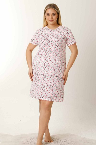 par lingerie pl CAMA DE NOAPTE DE MATERNITATE CU MÂNECĂ SCURTĂ CU INIMITE ALB