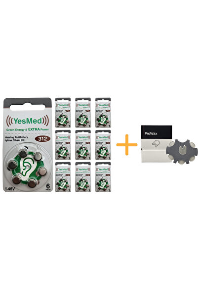 YesMed Extra Power 312 No Işitme Cihazı Pili (10 PAKET X 6 ADET =60 ADET PİL)...