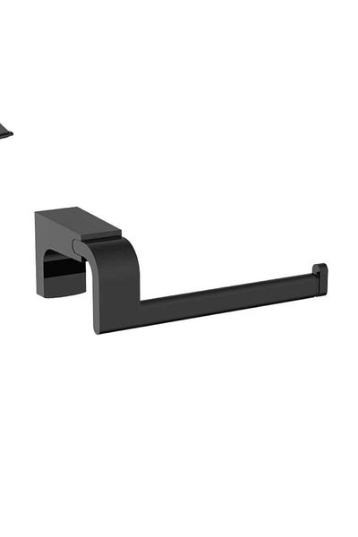 İSAOĞLU YAPI Black Toilet Paper Holder Matte Black Bathroom Paper Holder Stainless Brass Material Matte Black Open Paper Holder
