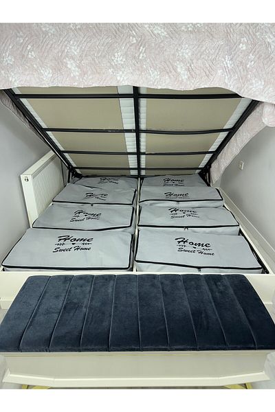 Dilara Home 4-Piece Gray Printed Under Base Organizer-Hurç