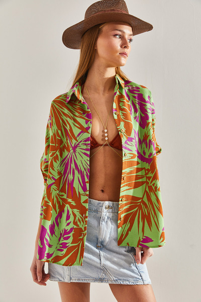 Bianco Lucci Több mintás színes vászon női ing