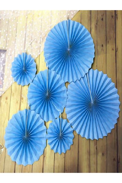 Kazanabil 6-PIECE DIFFERENT SIZES SOLID COLOR PAPER VIRGO SHAPE PARTY DECORATION BLUE