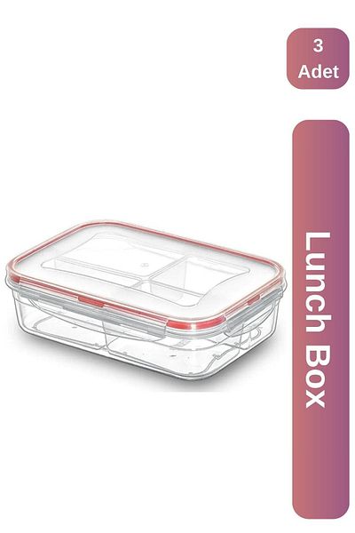 Viyalente 3 Pieces 4 Compartments Lunch Box 1000 ml Airtight & Liquid-Tight Nutrition & Storage Container LC-520