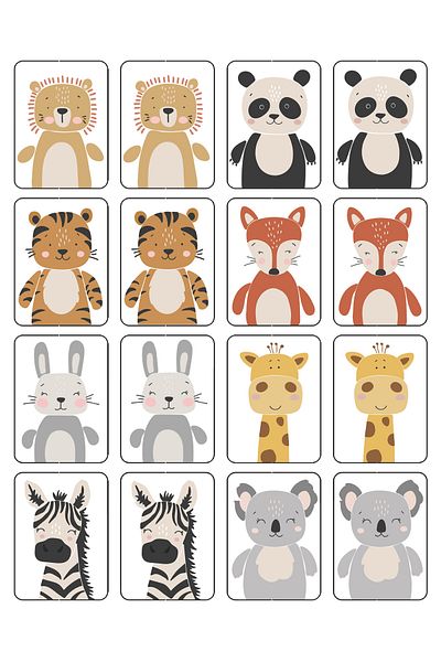 kutuTR Notpa 16 Pieces Animals Intelligence Cards Matching Game Memory Card Wooden Educational Puzzle Hyv 2