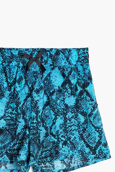 Koton Snake Patterned Flowy Fabric Loose Cut Short Shorts with Elastic Waist