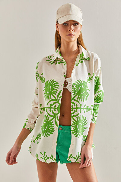 Bianco Lucci Női mintás alkalmi lenvászon ing60101018