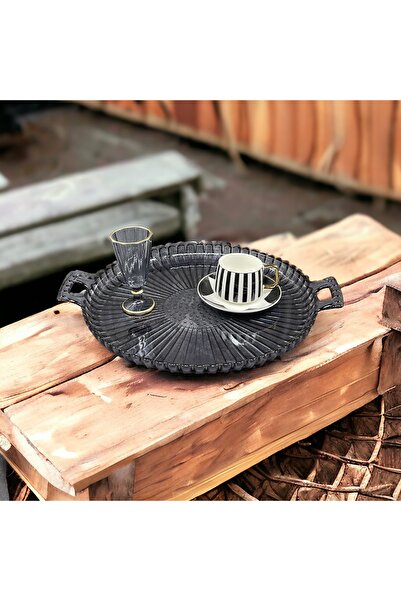 YzHome صينية تنظيم صينية العرض بمقبض كريستال ميكا 36*30 سم