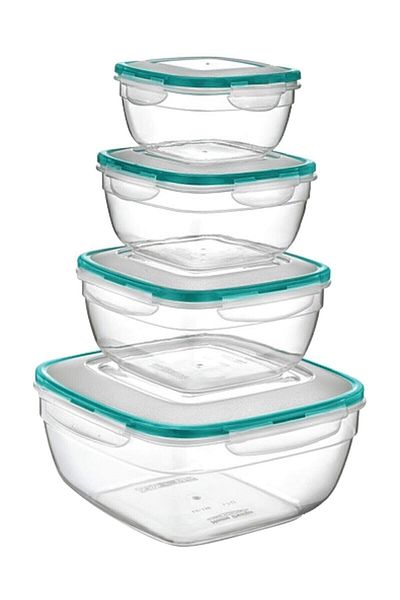 Viyalente Fresh Box Storage Container Set 0.6lt+1lt+1.7lt+4.0 Lt 4-Piece Lc-305