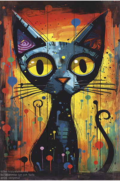 Hayat Poster sevimli kedi yağlı boya tablo estetik dekor retro ahşap poster
