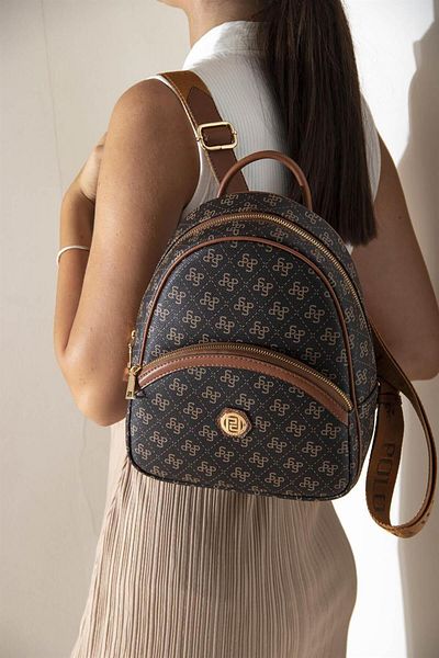 Silver Polo Γυναικείο σακίδιο πλάτης Silver & Polo Brown Yellow - Tan SP945