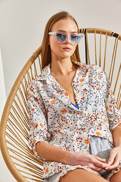 Bianco Lucci Női ujjú hajtogatott virágmintás ing60101028