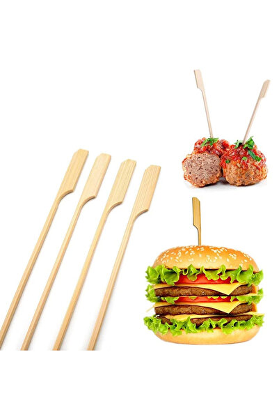 TLOSS Yassı Bambu Çubuk Hamburger Çubuğu Kokteyl Kürdan 12cm