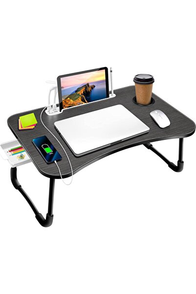 miletus Laptop Standı Usb'li Çekmeceli Çocuk Çalışma Sehpası Yatak Sehpası De...