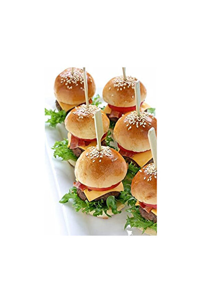 TLOSS Yassı Bambu Çubuk Hamburger Çubuğu Kokteyl Kürdan 12cm