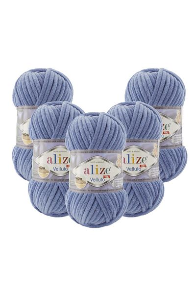 Alize Velluto 5 Pack 374 Blue Melange Χειροποίητο Πλεκτό Νήμα