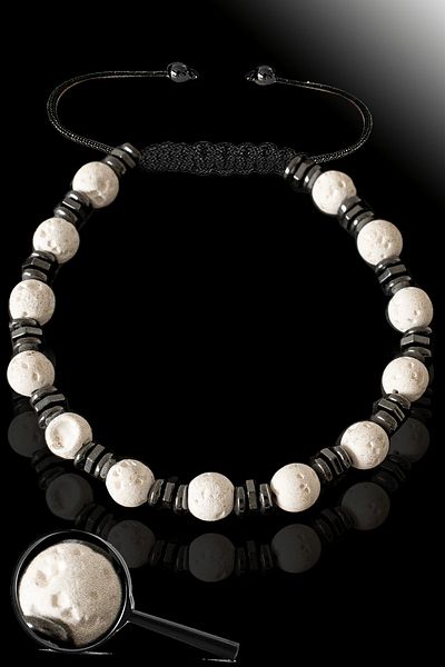 Tesbih Atölyesi Certified Hematite White Volcanic Lava Stone Bracelet - Volcano Stone